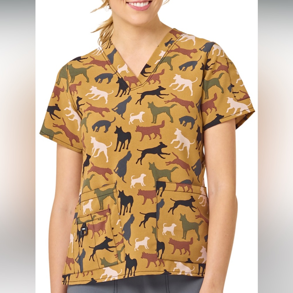 Carhartt Force Dog Park Print V-Neck Scrub Top